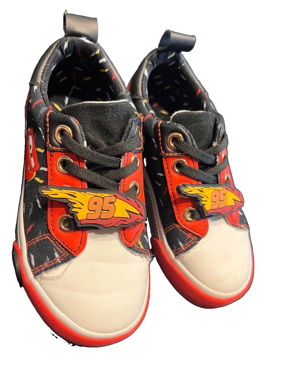 Disney Pixar Cars Lightning McQueen Toddler Sneakers Red Black Size 9 - Picture 3 of 6